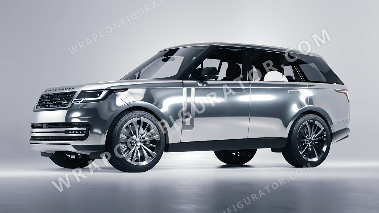 Grey Land Rover Range Rover 2024 wrapped in 3M Gloss Silver Chrome GC451