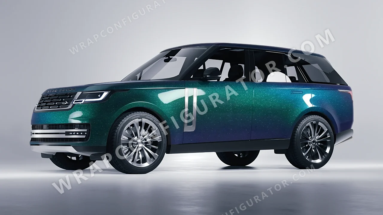 Grey Land Rover Range Rover 2024 wrapped in ORACAL Thunderous Blue Green 970RA-851G