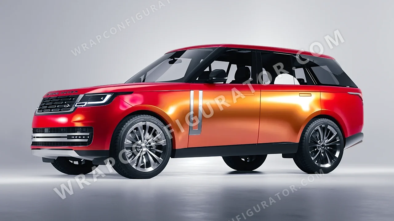 Orange Land Rover Range Rover 2024 wrapped in ORACAL Gloss Sunset Shift 970RA-100G