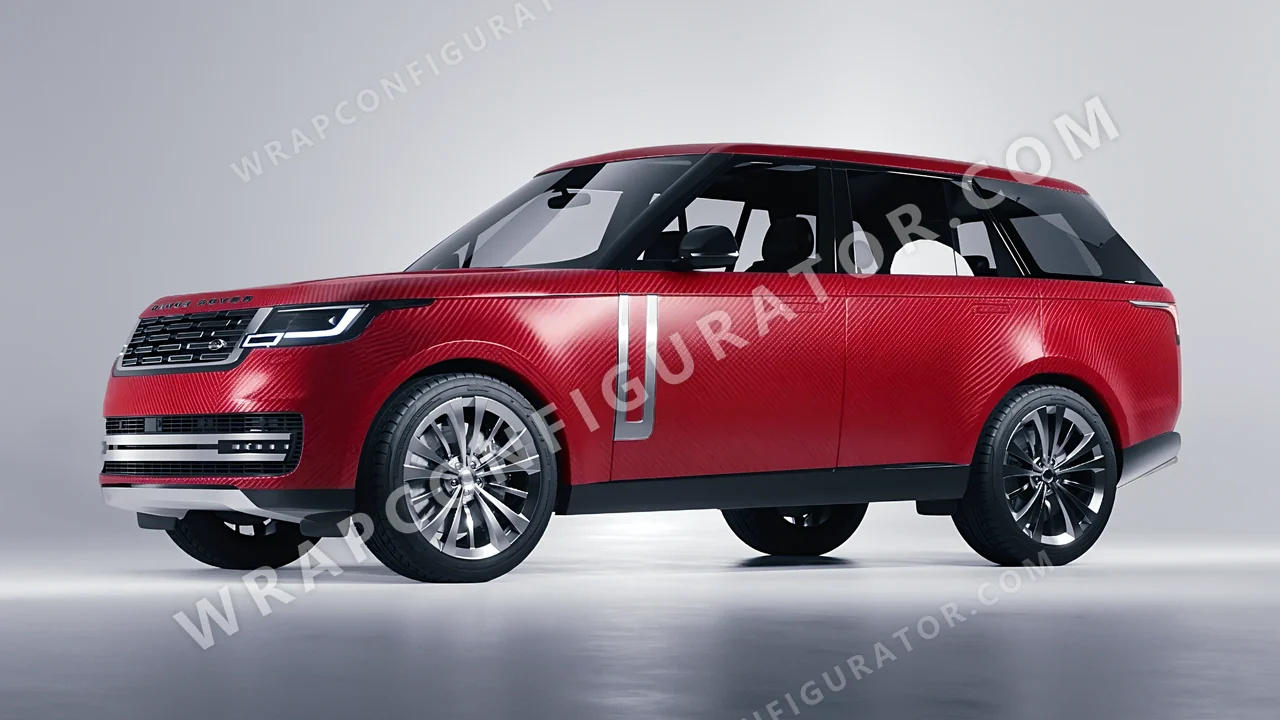 Red Land Rover Range Rover 2024 wrapped in ORACAL Geranium Red Carbon 975-305CA