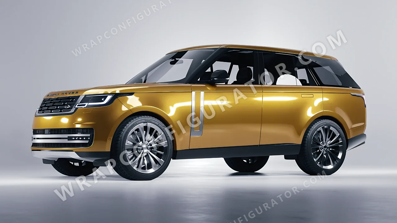 Yellow Land Rover Range Rover 2024 wrapped in 3M Gloss Gold Metallic G241