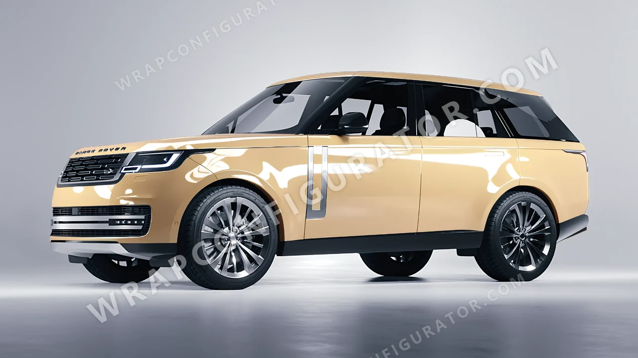 Yellow Land Rover Range Rover 2024 wrapped in ORACAL Champagne Myst 970RA-996G