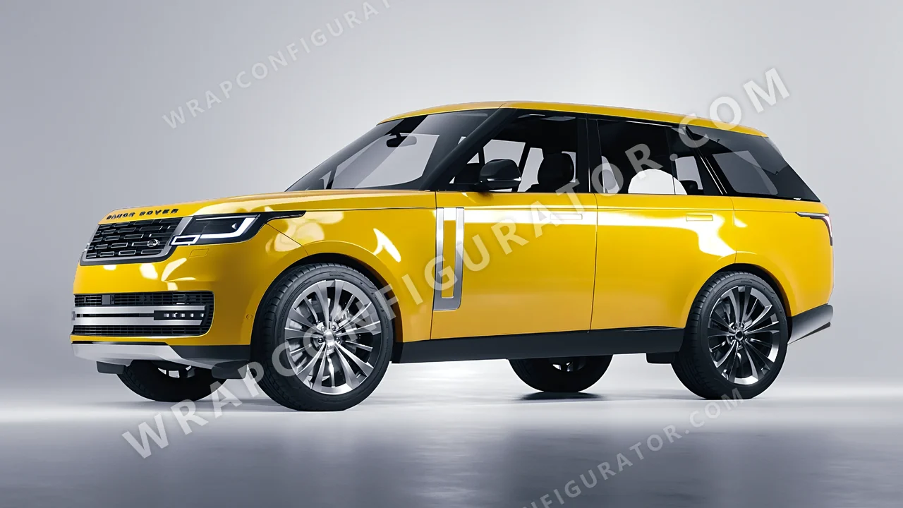 Yellow Land Rover Range Rover 2024 wrapped in ORACAL Post Office Yellow 970RA-208G