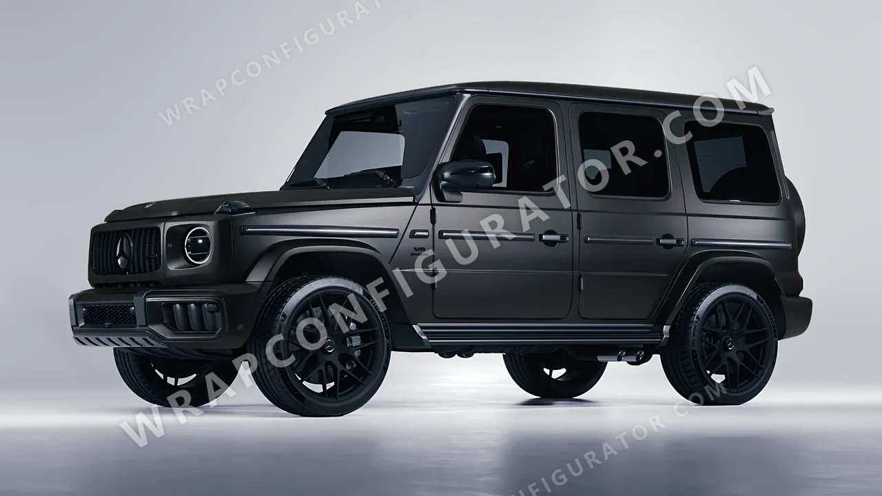 Black Mercedes-Benz G Class AMG 2025 wrapped in 3M Matte Black M12