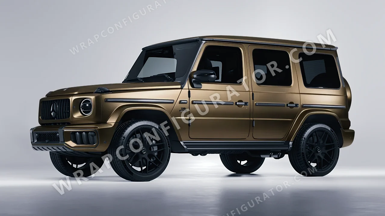 Black Mercedes-Benz G Class AMG 2025 wrapped in 3M Satin Gold Dust Black SP242