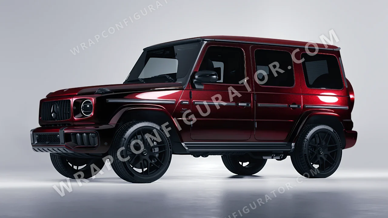 Black Mercedes-Benz G Class AMG 2025 wrapped in KPMF Midnight Crimson Bloom K75447