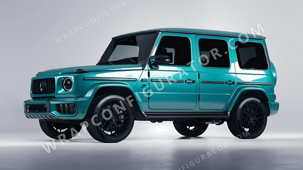 Blue Mercedes-Benz G Class AMG 2025 wrapped in 3M Gloss Atomic Teal G356