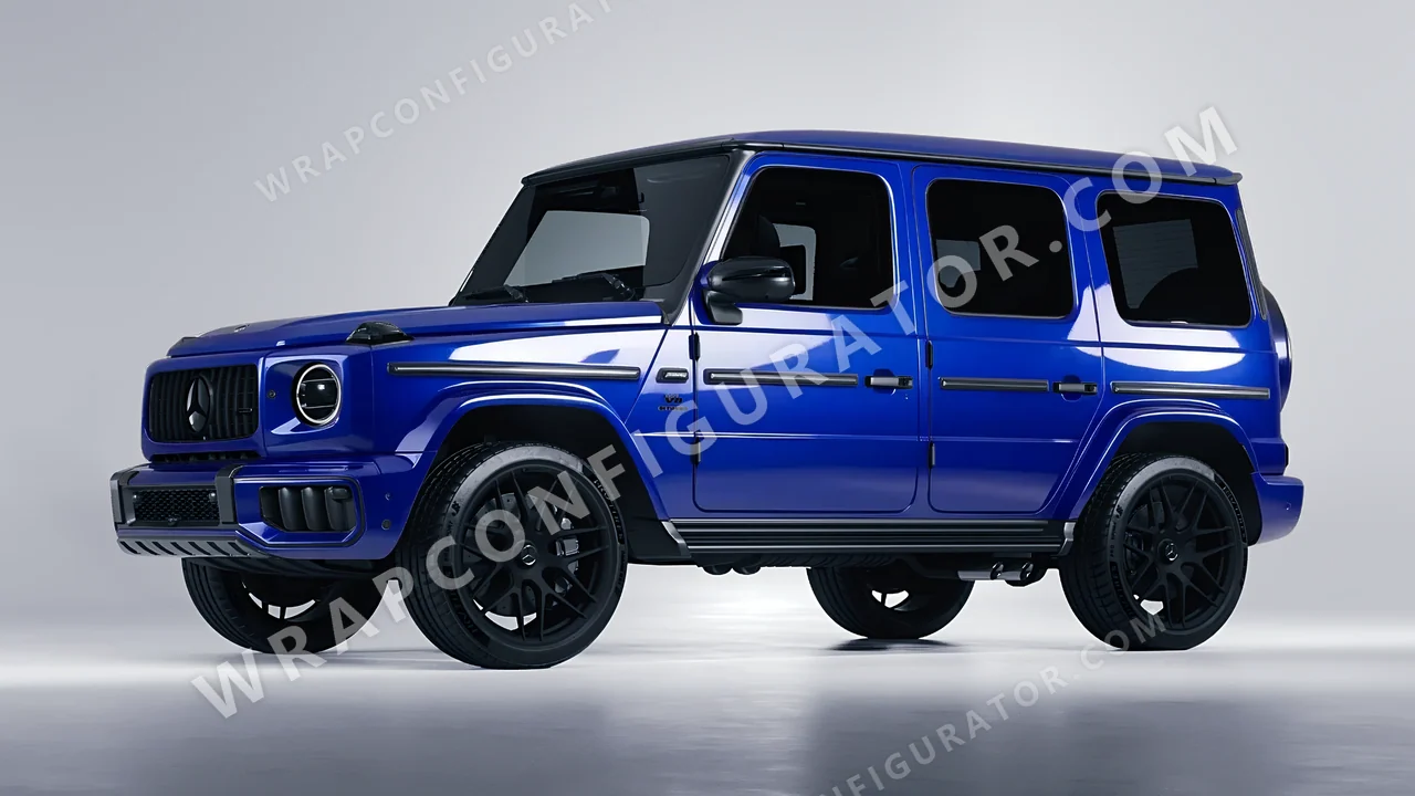 Blue Mercedes-Benz G Class AMG 2025 wrapped in 3M Gloss Cosmic Blue G377