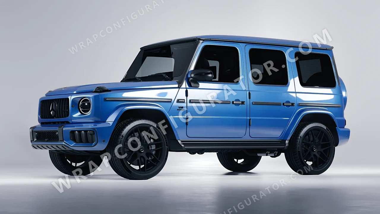Blue Mercedes-Benz G Class AMG 2025 wrapped in 3M Gloss Ice Blue G247