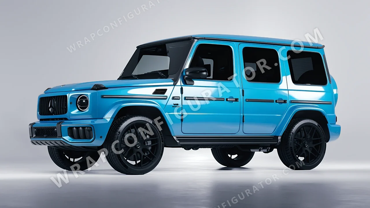 Blue Mercedes-Benz G Class AMG 2025 wrapped in 3M Gloss Sky Blue G77