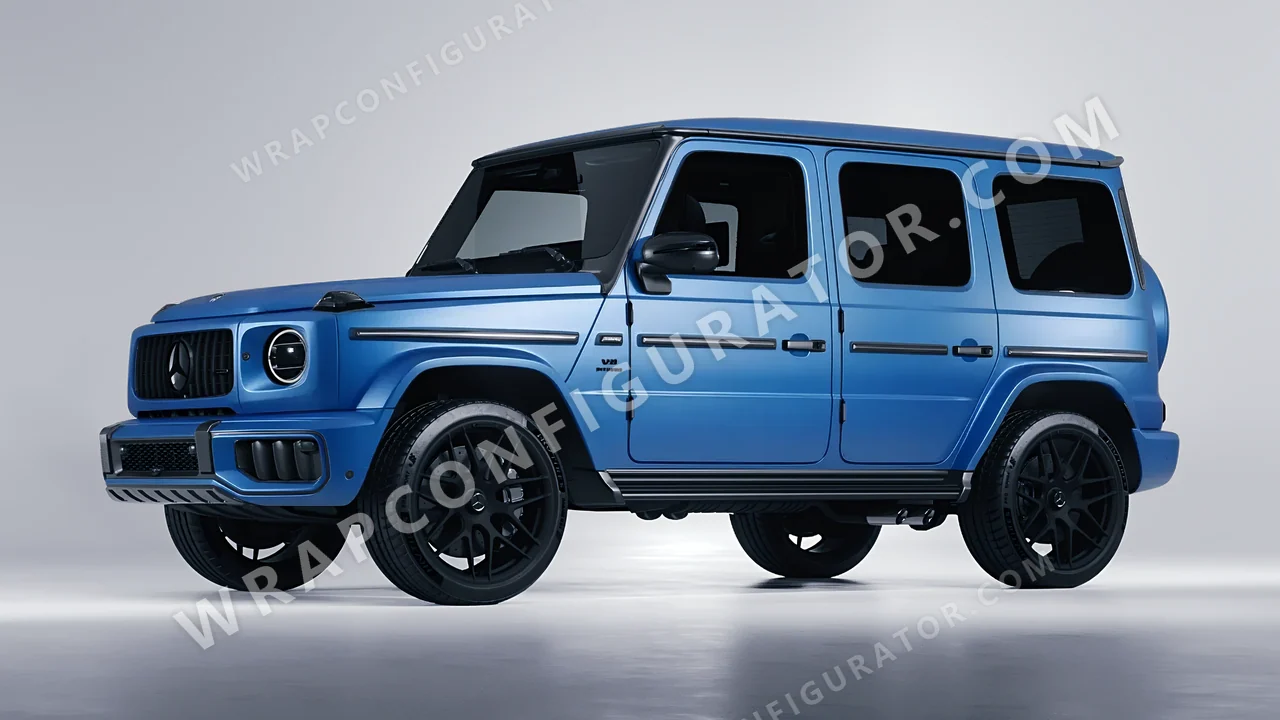 Blue Mercedes-Benz G Class AMG 2025 wrapped in 3M Matte Blue Metallic M227