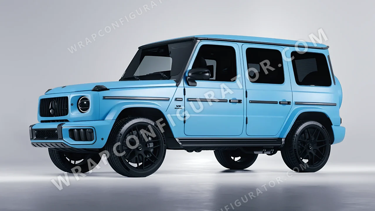 Blue Mercedes-Benz G Class AMG 2025 wrapped in 3M Matte Riviera Blue M67