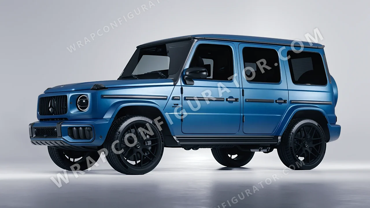 Blue Mercedes-Benz G Class AMG 2025 wrapped in 3M Satin Perfect Blue S347