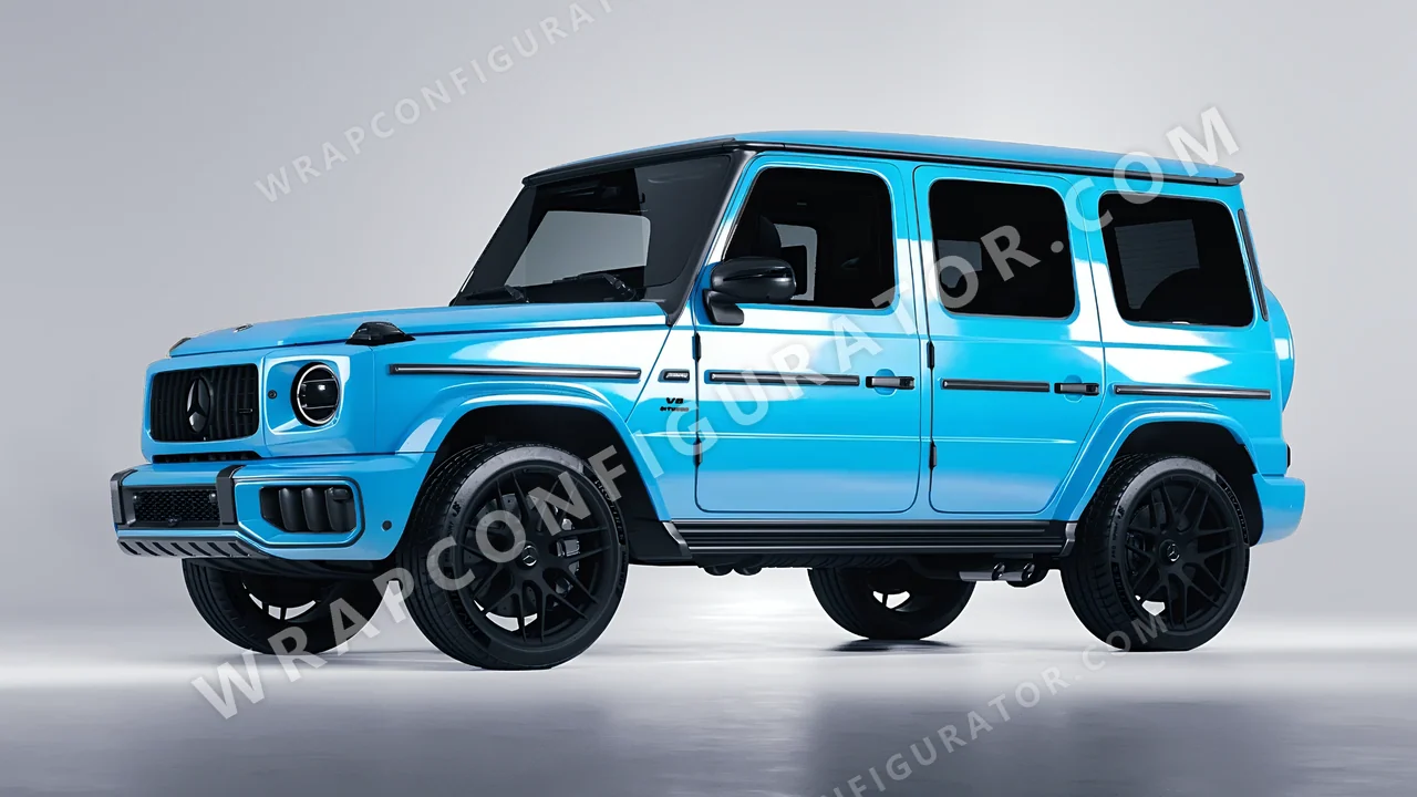 Blue Mercedes-Benz G Class AMG 2025 wrapped in 3M Sky Blue HG77