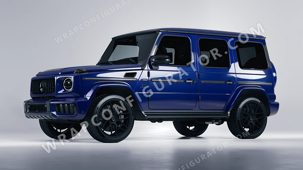 Blue Mercedes-Benz G Class AMG 2025 wrapped in Avery Dennison Dark Blue SW900-681-O