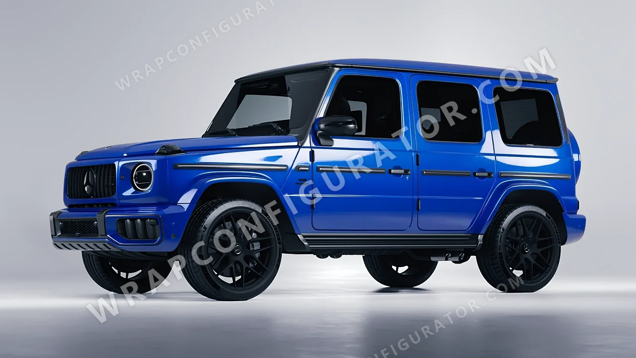 Blue Mercedes-Benz G Class AMG 2025 wrapped in Avery Dennison Intense Blue SW900-667-O