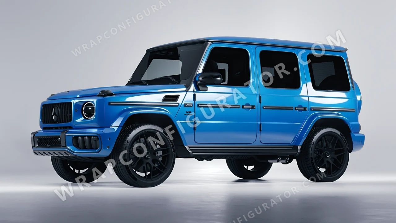 Blue Mercedes-Benz G Class AMG 2025 wrapped in Avery Dennison Light Blue SW900-632-O