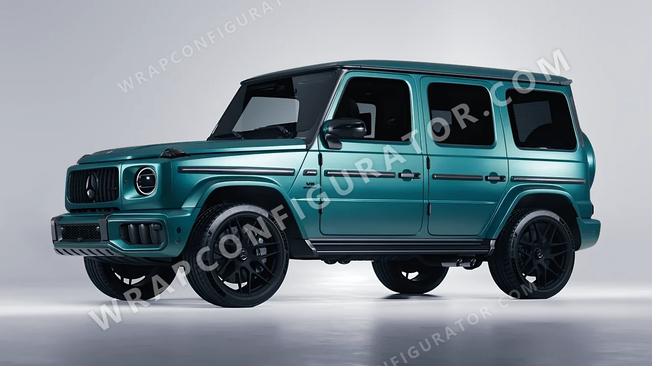 Blue Mercedes-Benz G Class AMG 2025 wrapped in Avery Dennison Satin Cool Teal SW900-716-S