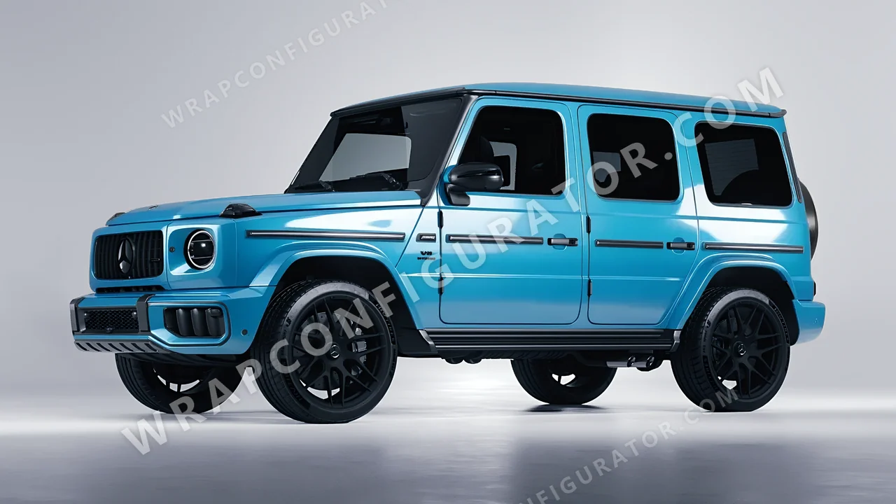 Blue Mercedes-Benz G Class AMG 2025 wrapped in Avery Dennison Sea Breeze Blue SW900-648-O