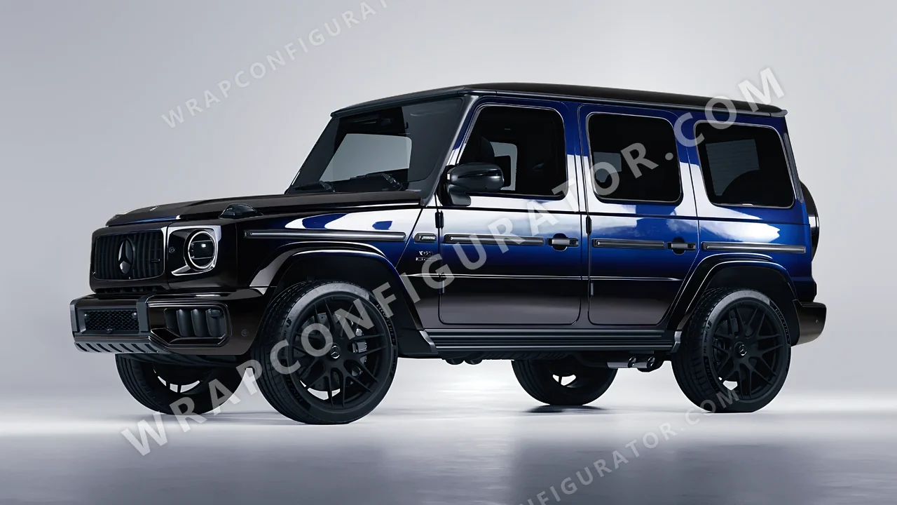 Blue Mercedes-Benz G Class AMG 2025 wrapped in Inozetek Dynamic PPF Black Blue DPPF925