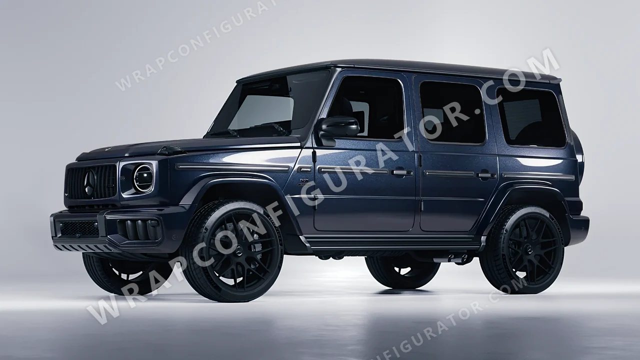 Blue Mercedes-Benz G Class AMG 2025 wrapped in Inozetek Dynamic PPF Graphite Blue DPPF922