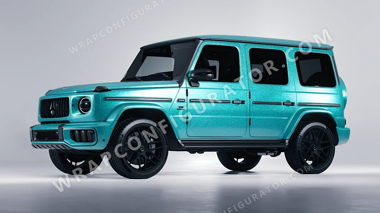 Blue Mercedes-Benz G Class AMG 2025 wrapped in ORACAL Gloss Turbo Turquoise 970RA-182G