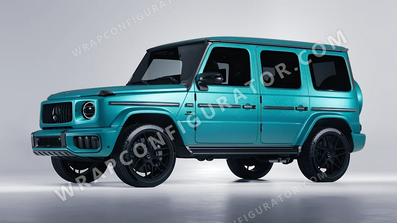 Blue Mercedes-Benz G Class AMG 2025 wrapped in ORACAL Matt Turbo Turquoise 970RA-182M