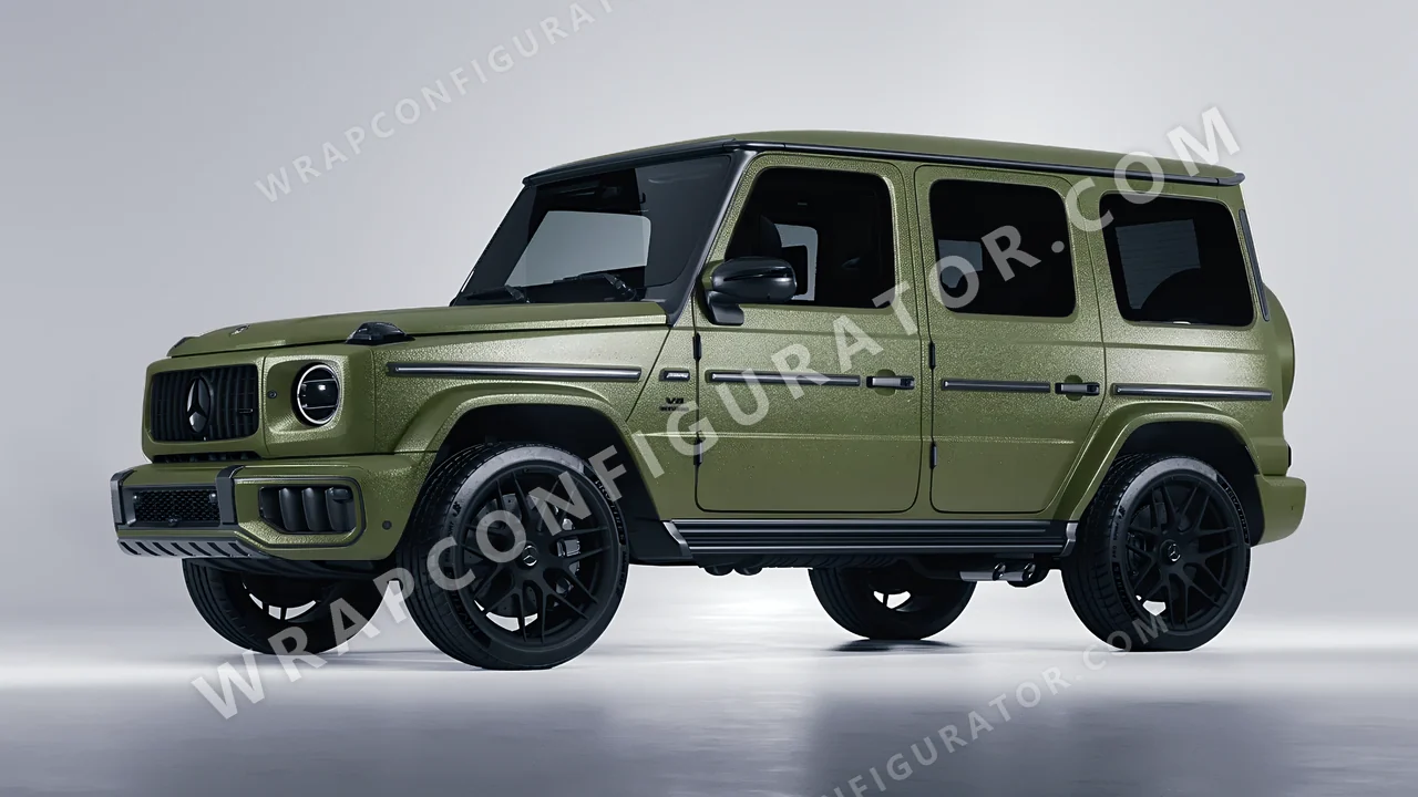 Green Mercedes-Benz G Class AMG 2025 wrapped in Avery Dennison Rugged Combat Green SW900-718-X