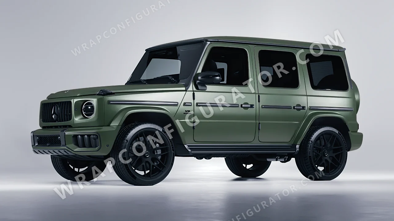 Green Mercedes-Benz G Class AMG 2025 wrapped in KPMF Matt Platinum Dark Sage K75560