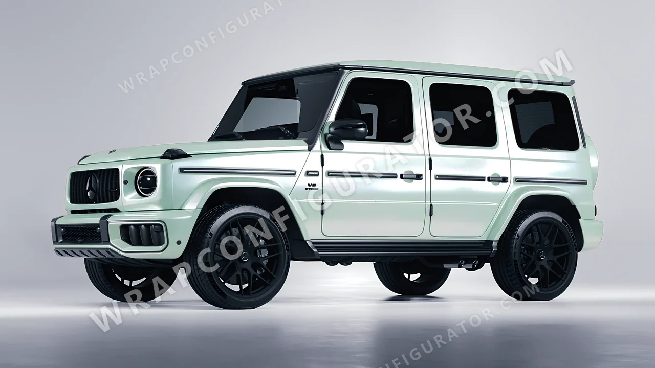 Green Mercedes-Benz G Class AMG 2025 wrapped in ORACAL Pearl Green 970RA-992G