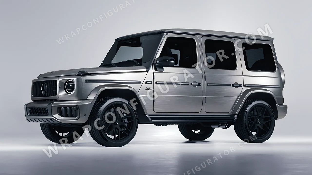 Grey Mercedes-Benz G Class AMG 2025 wrapped in 3M Brushed Steel BR201