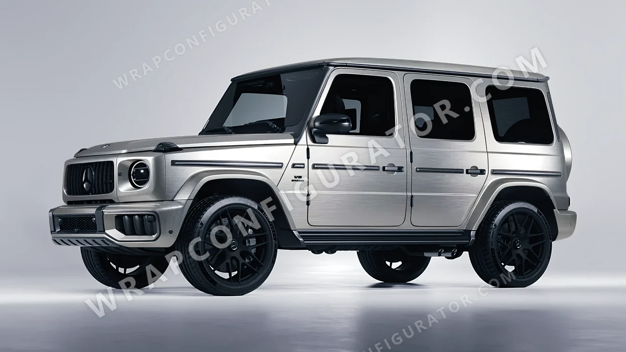 Grey Mercedes-Benz G Class AMG 2025 wrapped in 3M Brushed Titanium BR230