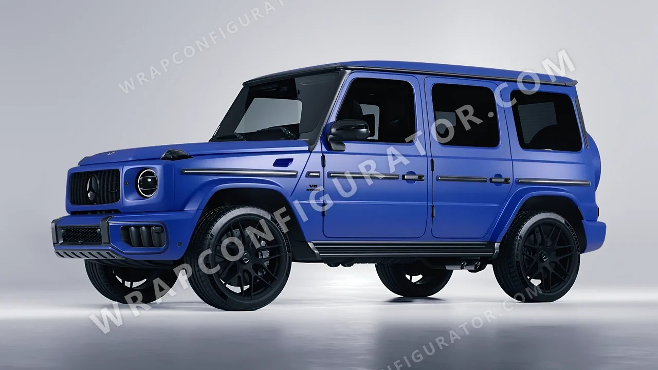 Grey Mercedes-Benz G Class AMG 2025 wrapped in KPMF Matt Iced Blue Titanium K75505