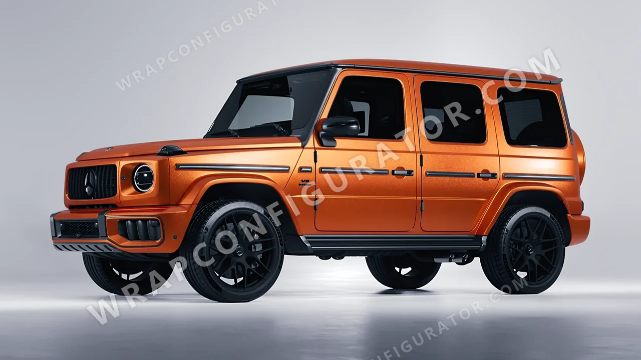 Grey Mercedes-Benz G Class AMG 2025 wrapped in KPMF Matt Iced Orange Titanium K75502