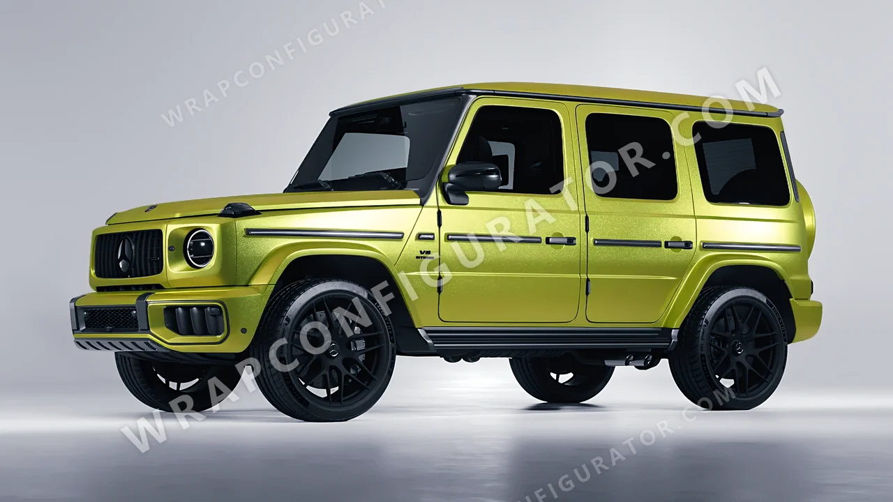 Grey Mercedes-Benz G Class AMG 2025 wrapped in KPMF Matt Iced Yellow Titanium K75534