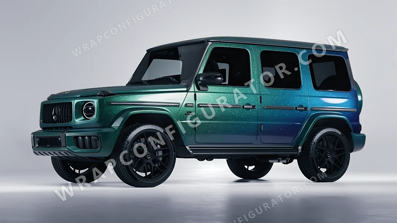 Grey Mercedes-Benz G Class AMG 2025 wrapped in ORACAL Thunderous Blue Green 970RA-851G