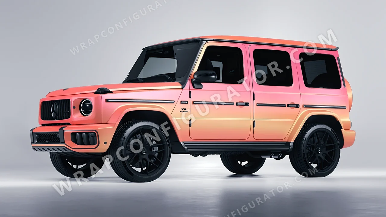 Orange Mercedes-Benz G Class AMG 2025 wrapped in 3M Electric Coral SP213