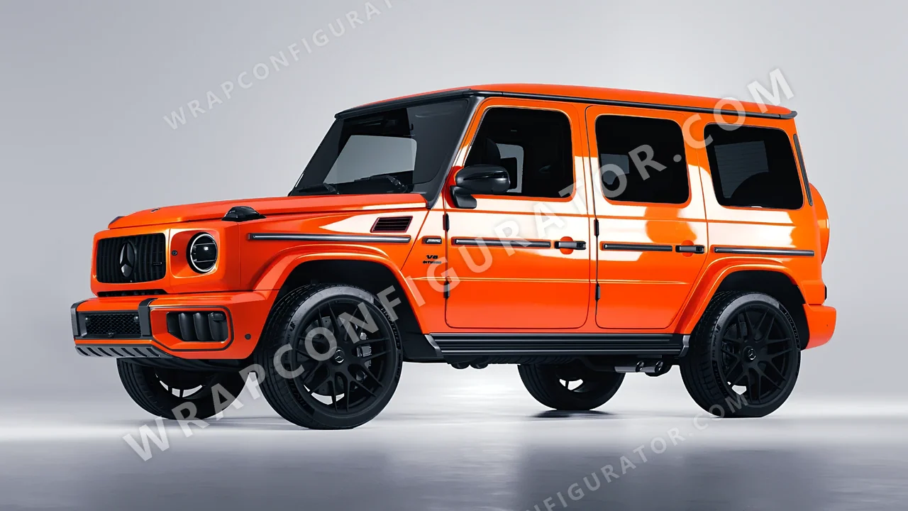 Orange Mercedes-Benz G Class AMG 2025 wrapped in Inozetek Dynamic PPF Solar Flame DPPF713