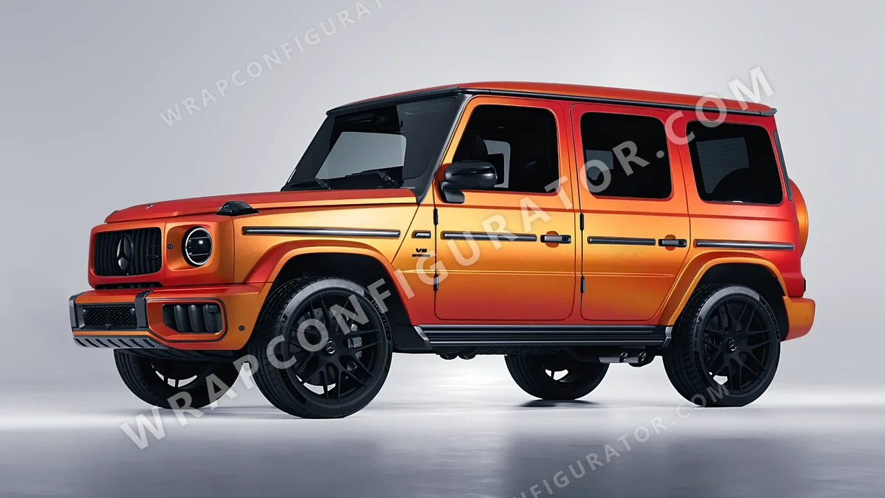 Orange Mercedes-Benz G Class AMG 2025 wrapped in ORACAL Matt Sunset Shift 970RA-100M