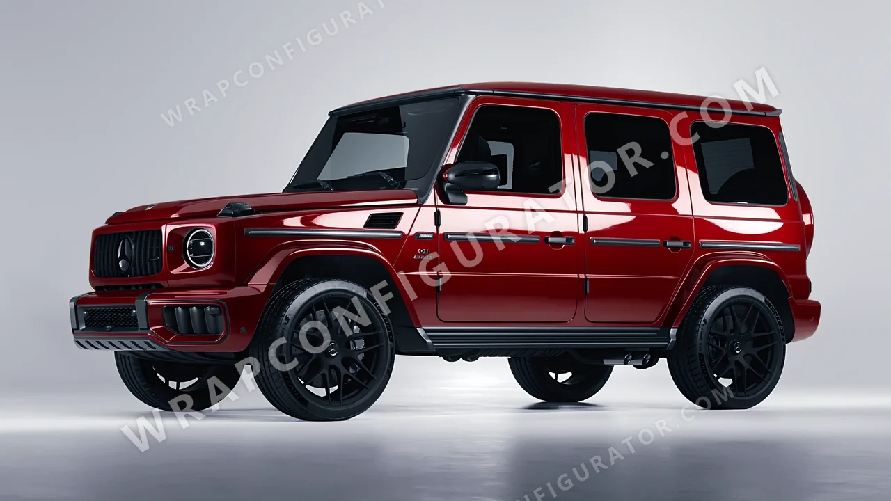 Red Mercedes-Benz G Class AMG 2025 wrapped in 3M Gloss Dark Red G83