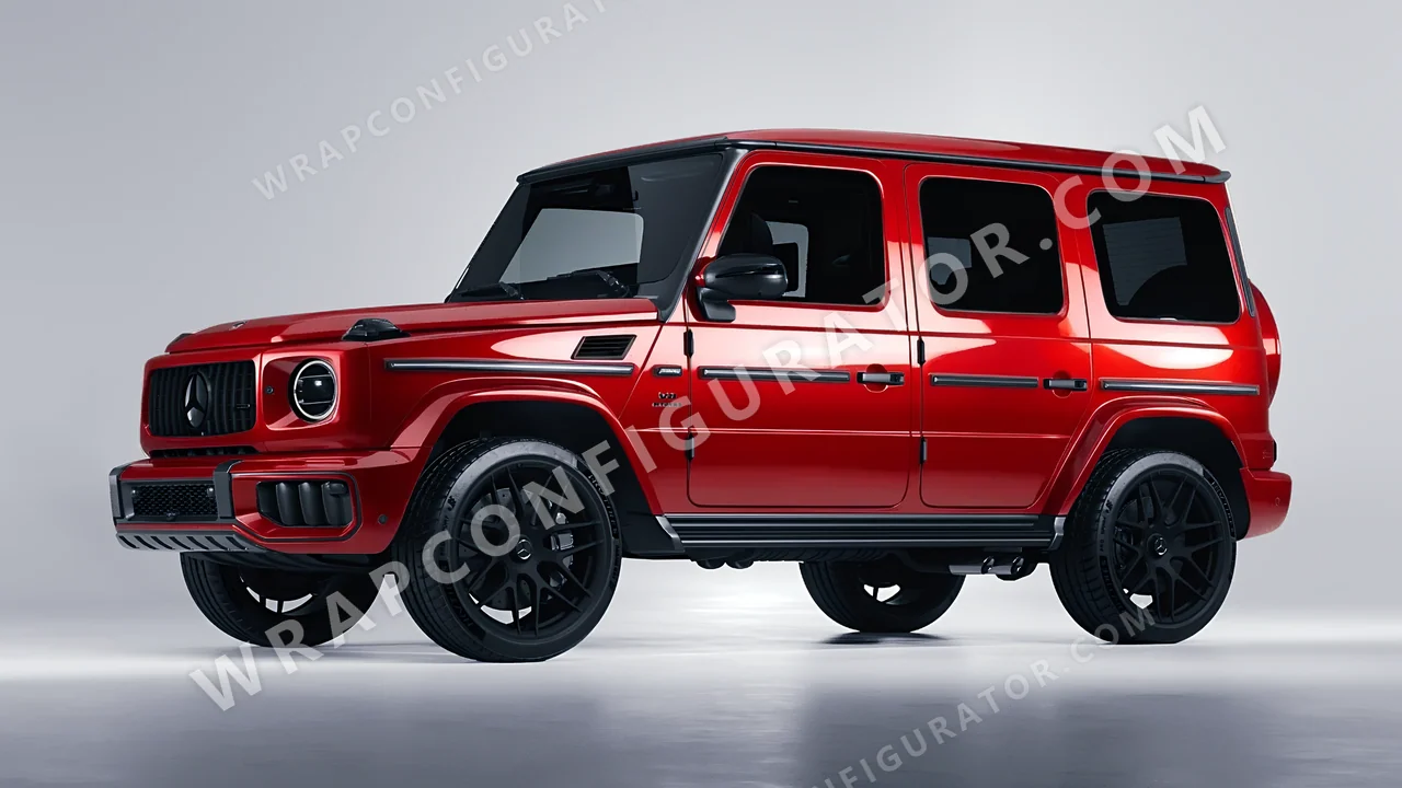 Red Mercedes-Benz G Class AMG 2025 wrapped in 3M Gloss Dragon Fire Red G363