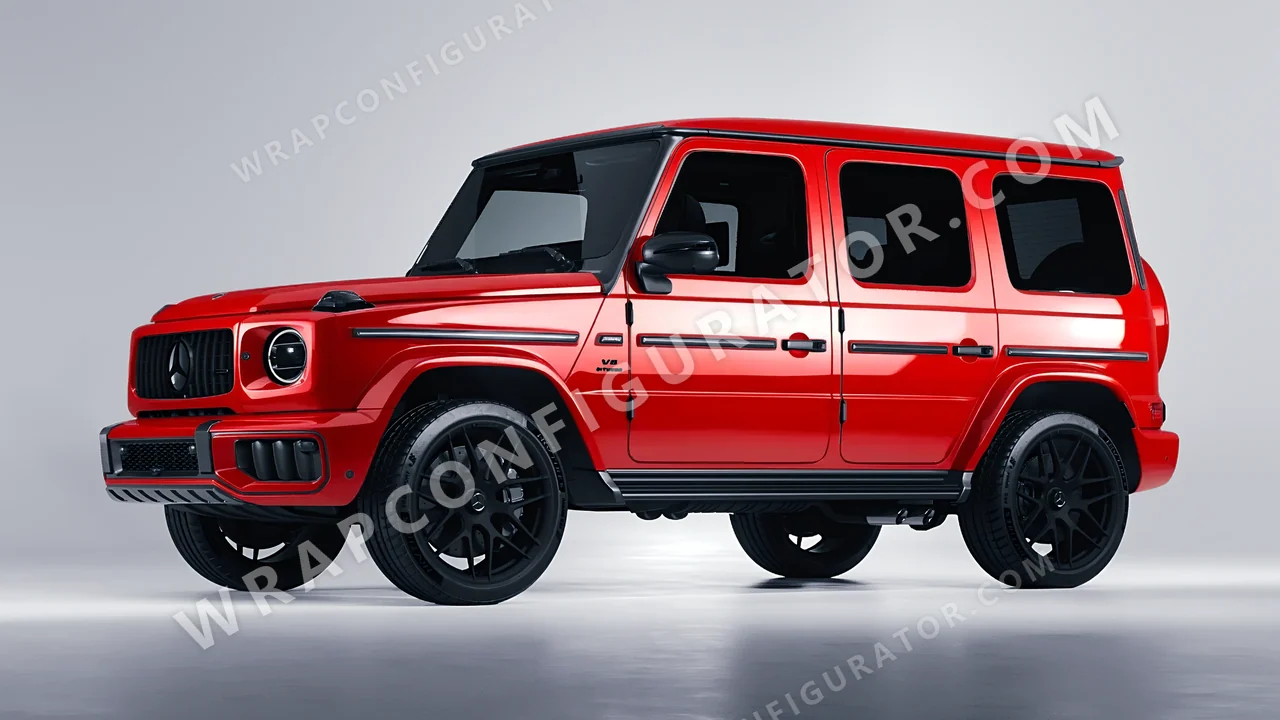 Red Mercedes-Benz G Class AMG 2025 wrapped in 3M Hot Rod Red HG13