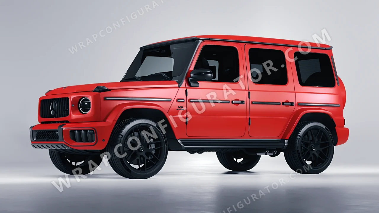 Red Mercedes-Benz G Class AMG 2025 wrapped in ORACAL Cardinal Red 970RA-028M