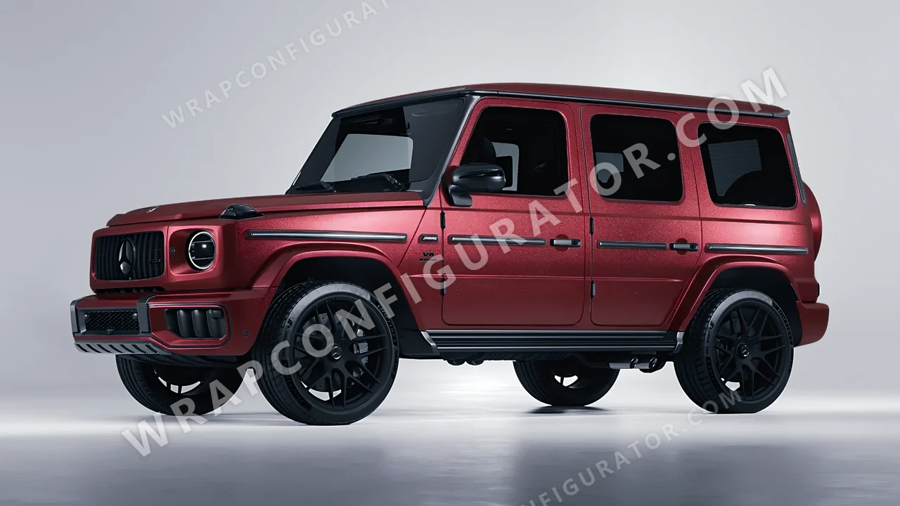 Red Mercedes-Benz G Class AMG 2025 wrapped in ORACAL Dark Red 970RA-368M