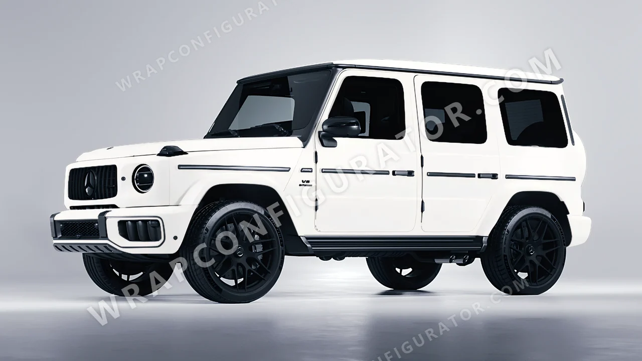 White Mercedes-Benz G Class AMG 2025 wrapped in 3M Matte White M10