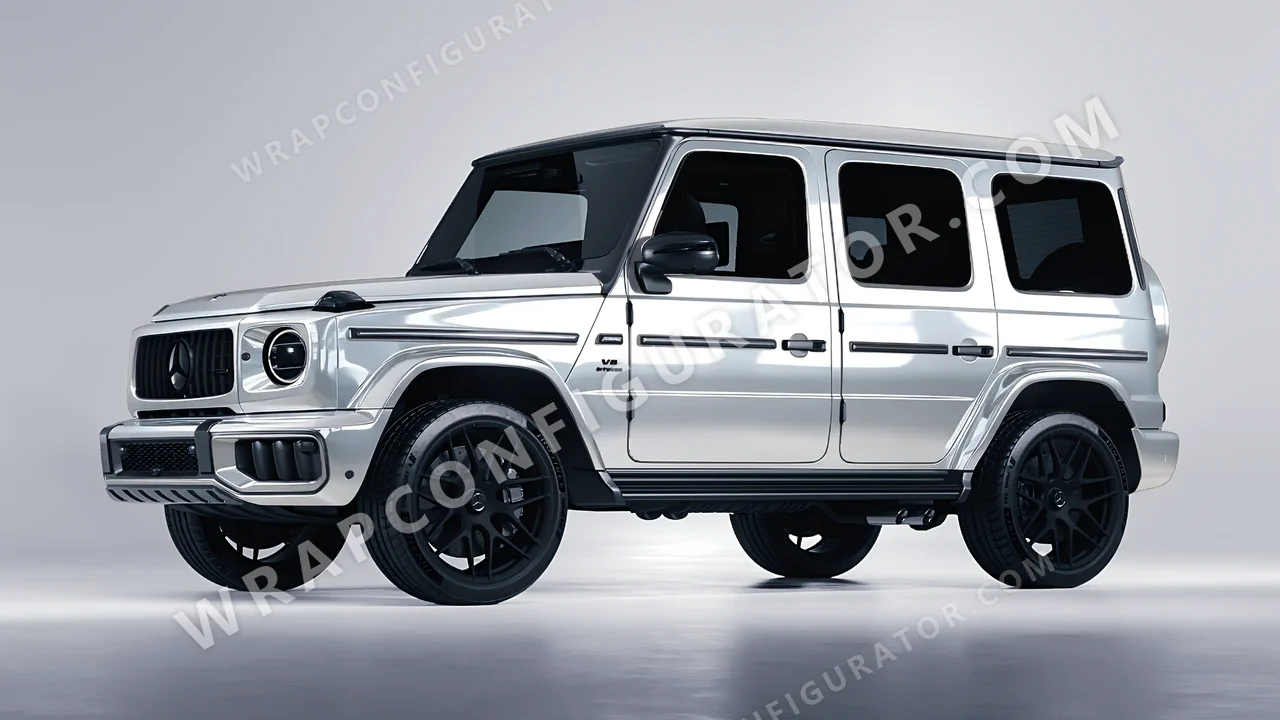 White Mercedes-Benz G Class AMG 2025 wrapped in 3M White Aluminum HG120