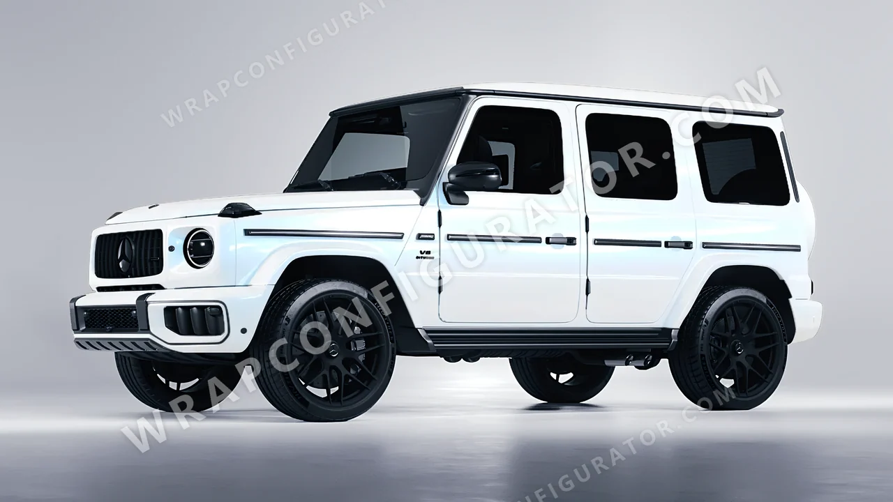 White Mercedes-Benz G Class AMG 2025 wrapped in Colourshield PPF by HyperPro White/Blue SF007G-P