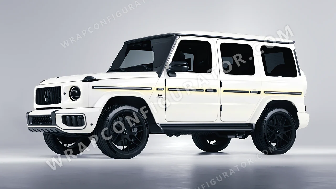 White Mercedes-Benz G Class AMG 2025 wrapped in Colourshield PPF by HyperPro White/Gold CWF07-P