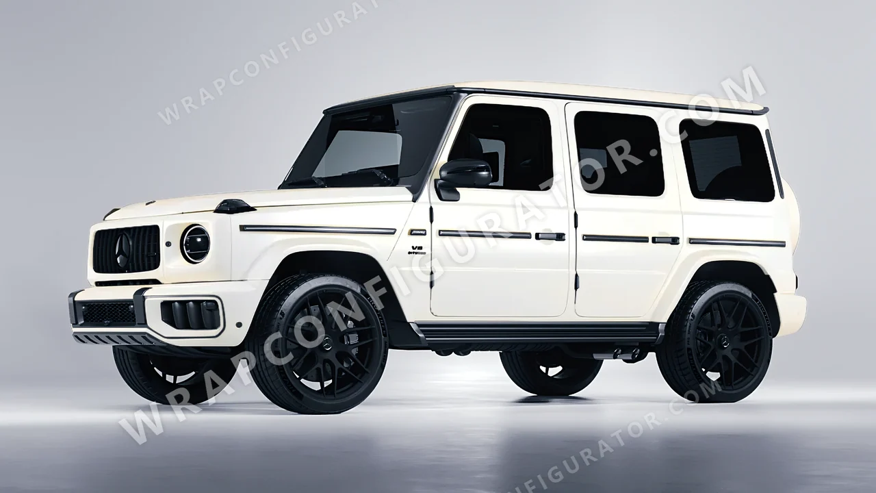 White Mercedes-Benz G Class AMG 2025 wrapped in KPMF Matt Gold White Starlight K75572