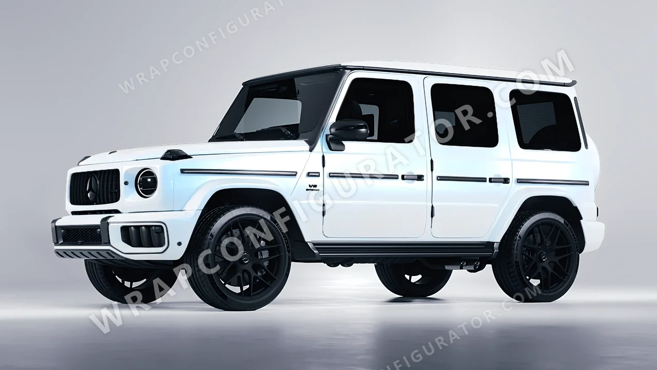 White Mercedes-Benz G Class AMG 2025 wrapped in KPMF Matt Pacific Blue White Starlight K75576